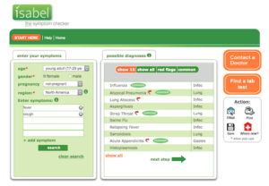 Isabel Healthcare Online Symptom Checker Screenshot