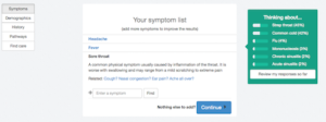 Symcat Online Symptom Checker Screenshot