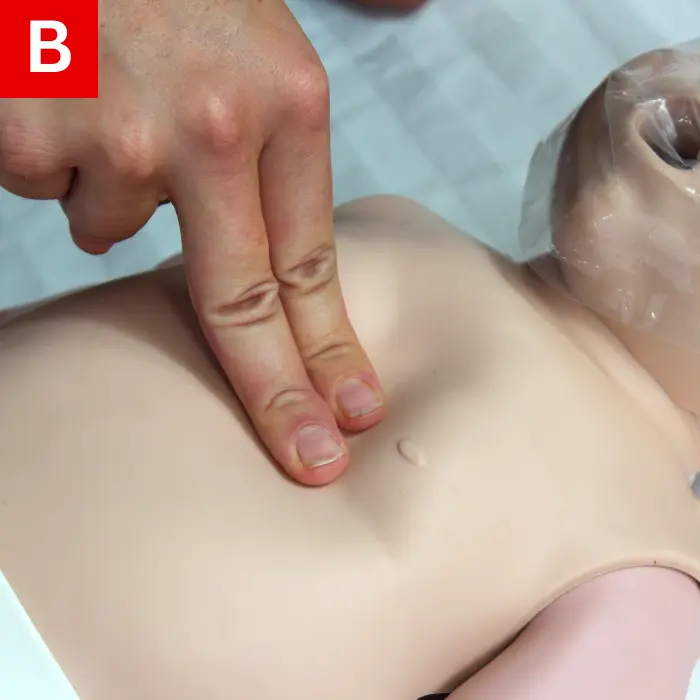 compressions can be performed on an infant using two fingers