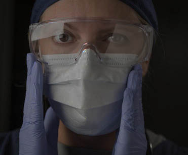 Nurse Wearing Mask and Goggles For Protection