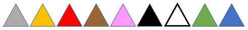 various colors of emergency code triangles