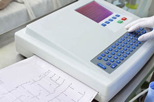 cardiogram readout being printed white