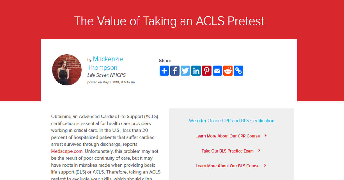 The Value of Taking an Advanced Cardiac Life Support (ACLS ...