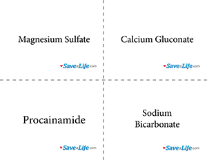 pals meds flashcards magnesium sulfate calcium gluconate procainamide sodium bicarbonate