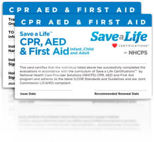 CPR, AED & First Aid Certification Cards