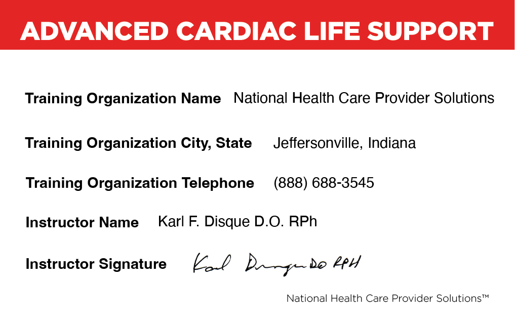 ACLS Provider Card