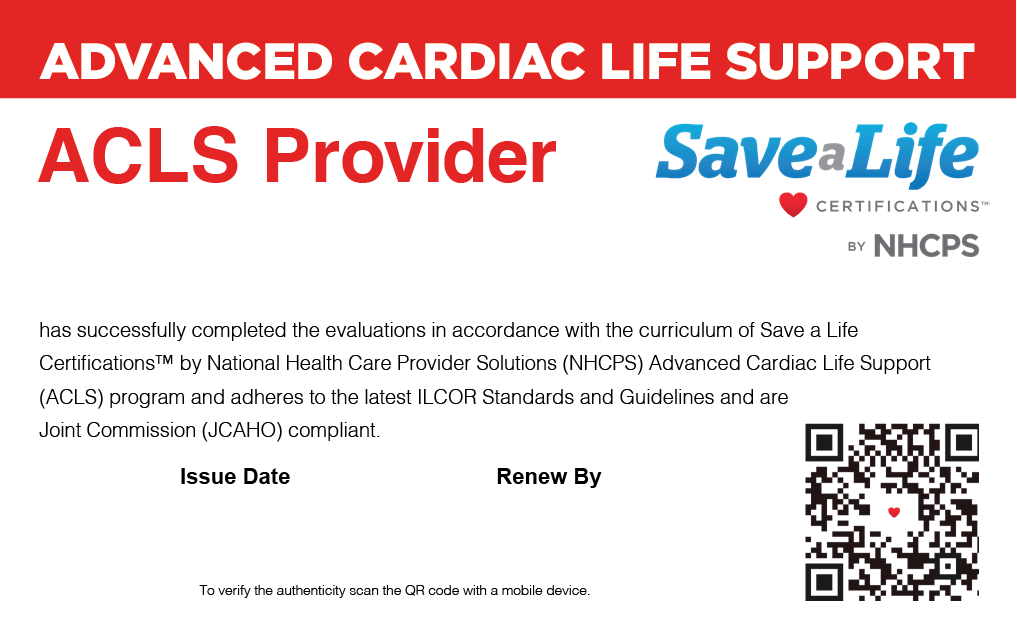ACLS Provider Card